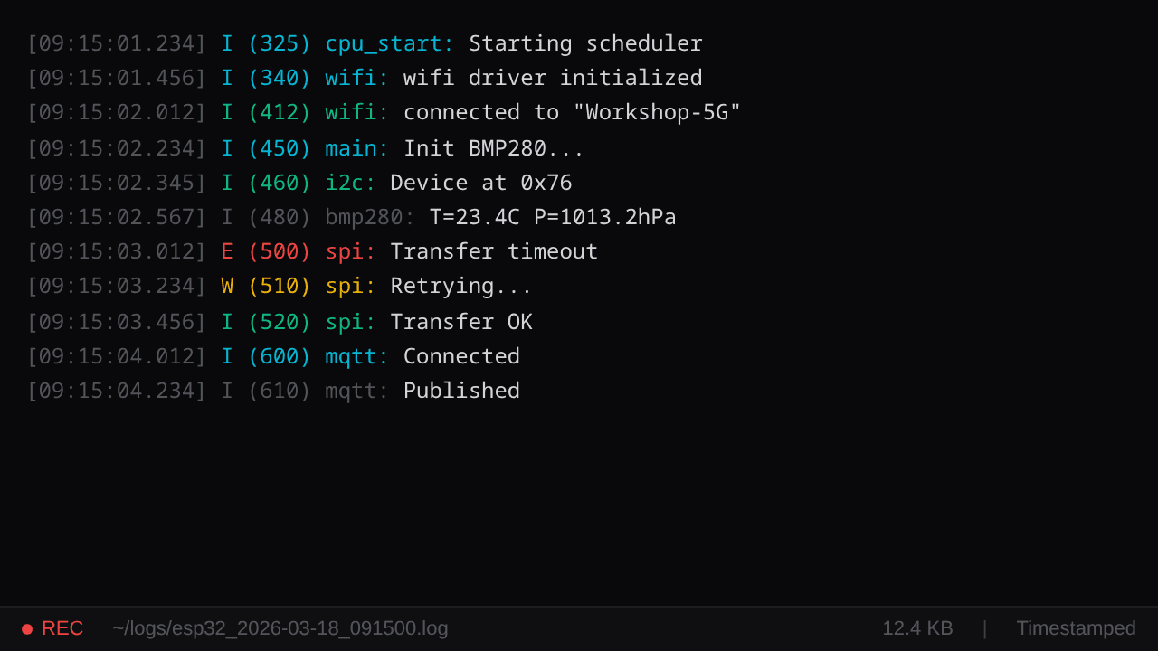 Session Logging feature screenshot